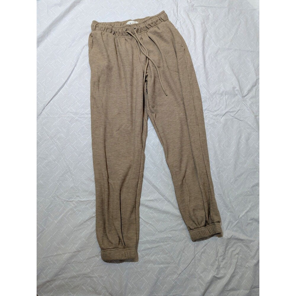 Lou & Grey Oatmeal Waffle Knit Soft Drawstring Jogger Loungewear Pants